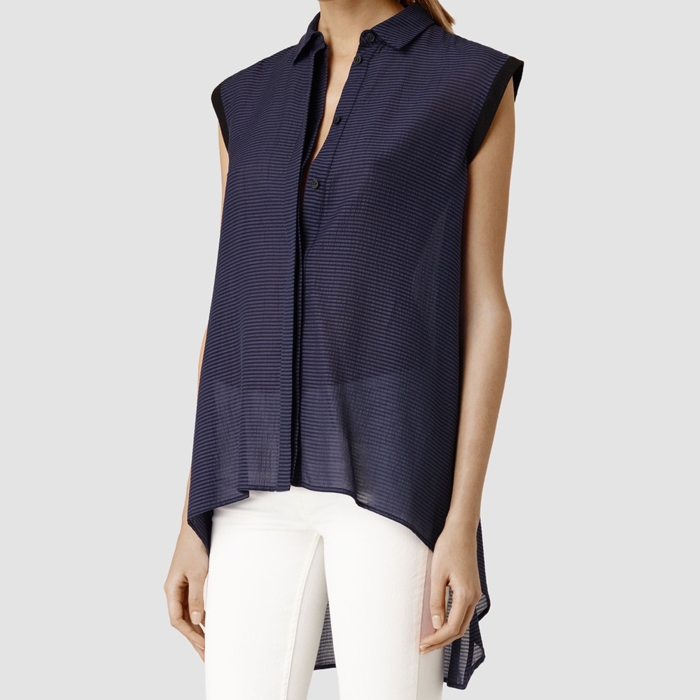 All Saints Vice Bar Indigo Stripe Top